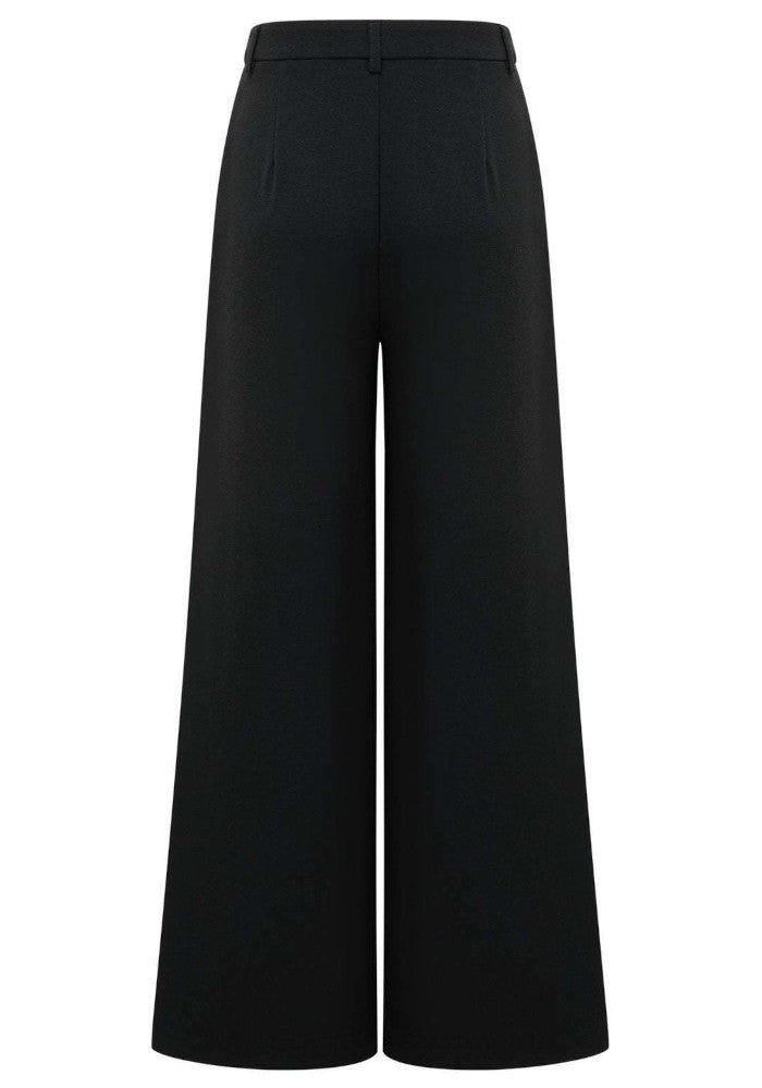 Long Sleeve Draped Detail Suit Black