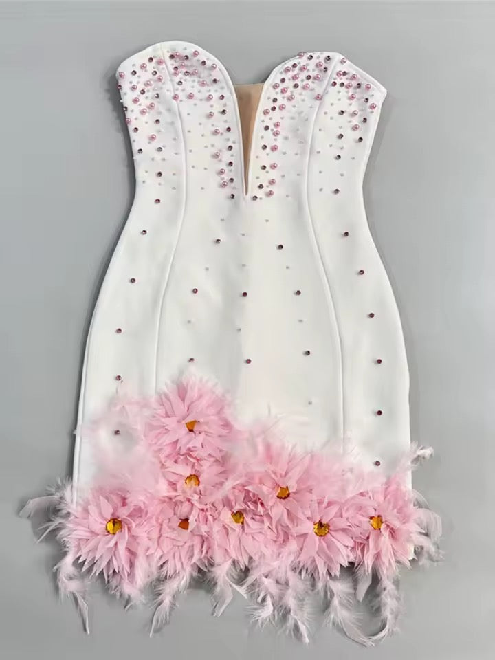 Diamond Bead Evening Bandage Dress