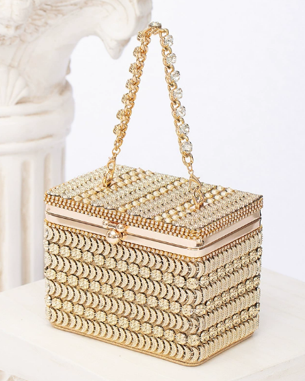Full Diamond Shiny Small Square Bag Cocktail Clutch Wedding Rhinestone Tote