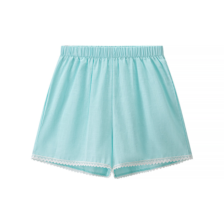 off Shoulder Lantern Sleeve Tied Top High Waist Shorts Suit