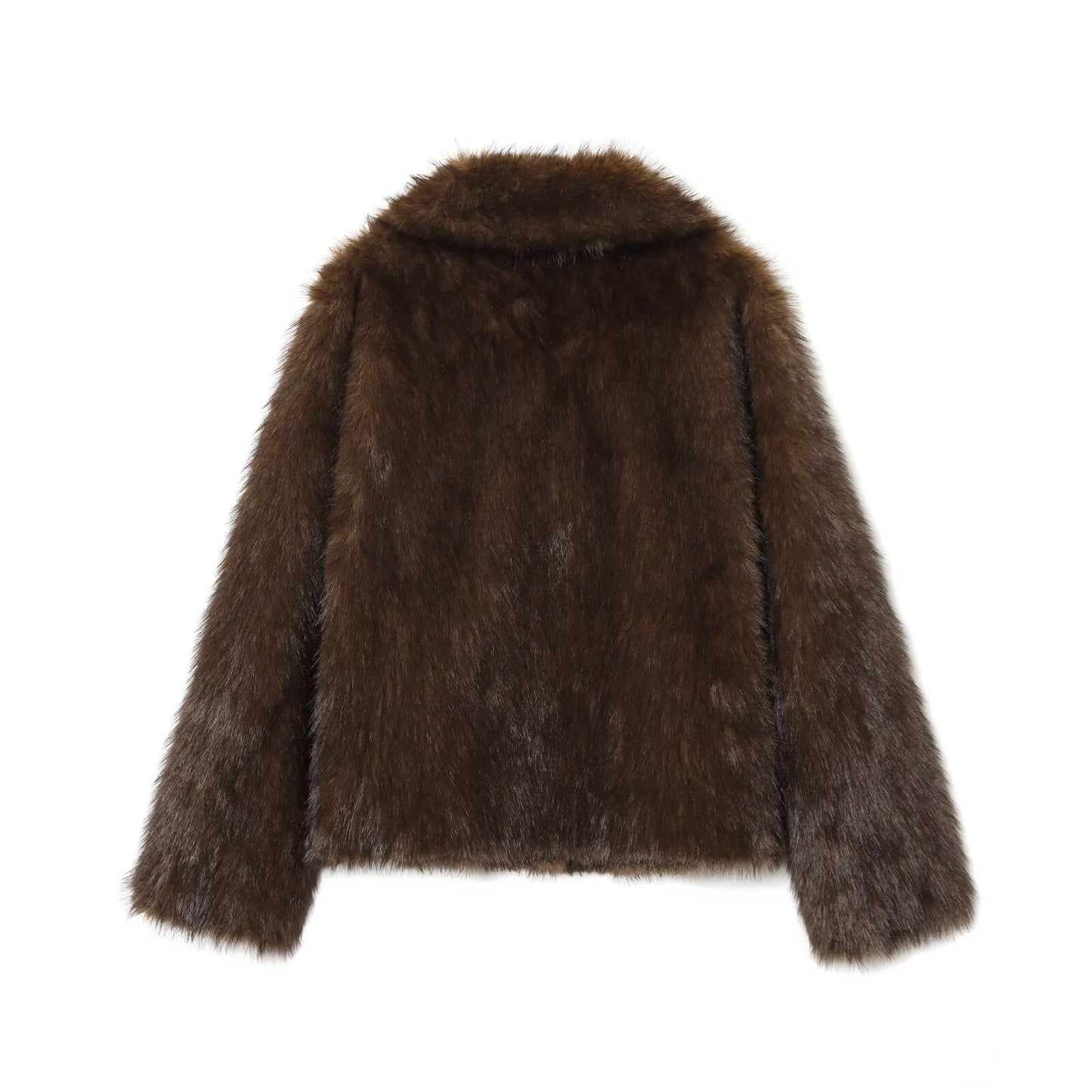 Women Double Sided Wear Artificial Fur Effect Jacket Coat
