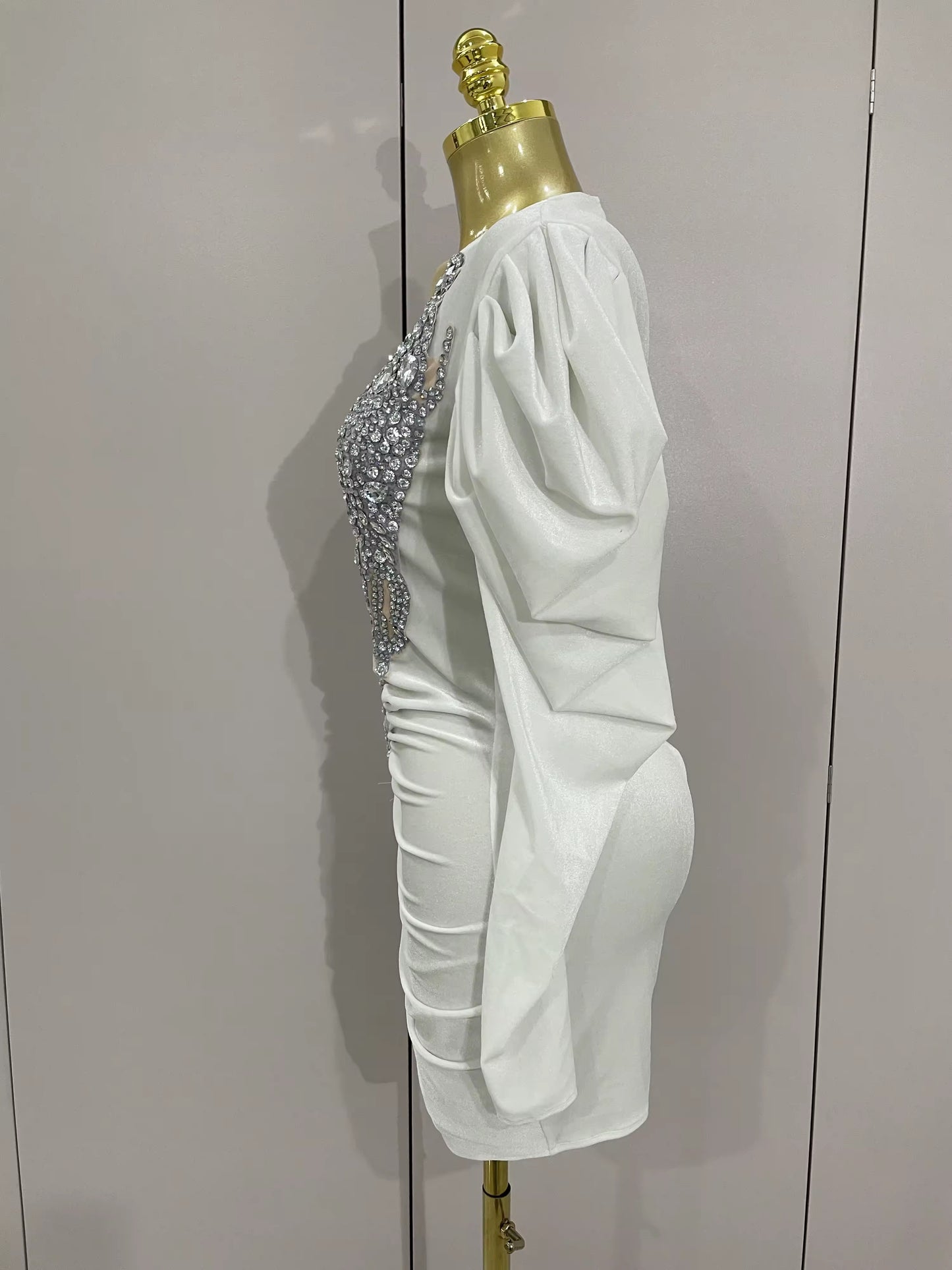 Sparkly Crystals Sexy Mesh Black Velvet Short Dress