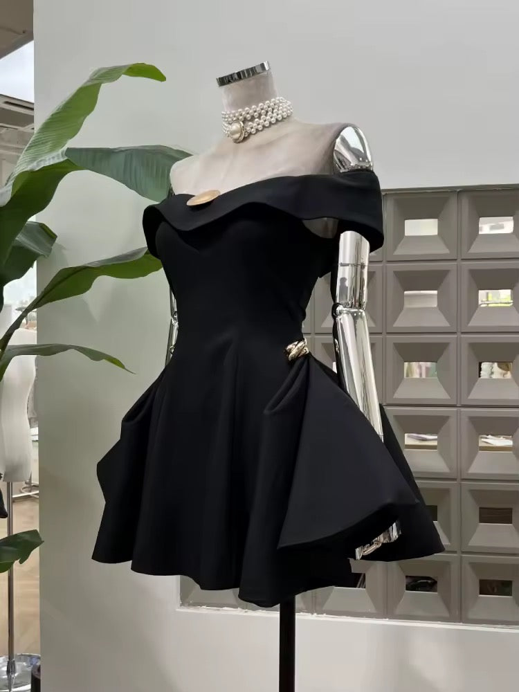 Off The Shoulder Waist-Cinching Mini Dress