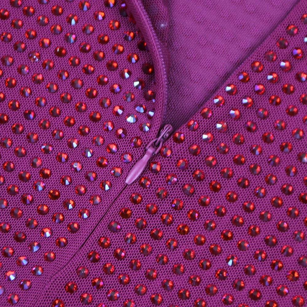 V-neck Backless Shining Diamond Tight Long Dress - REBECATHELABEL