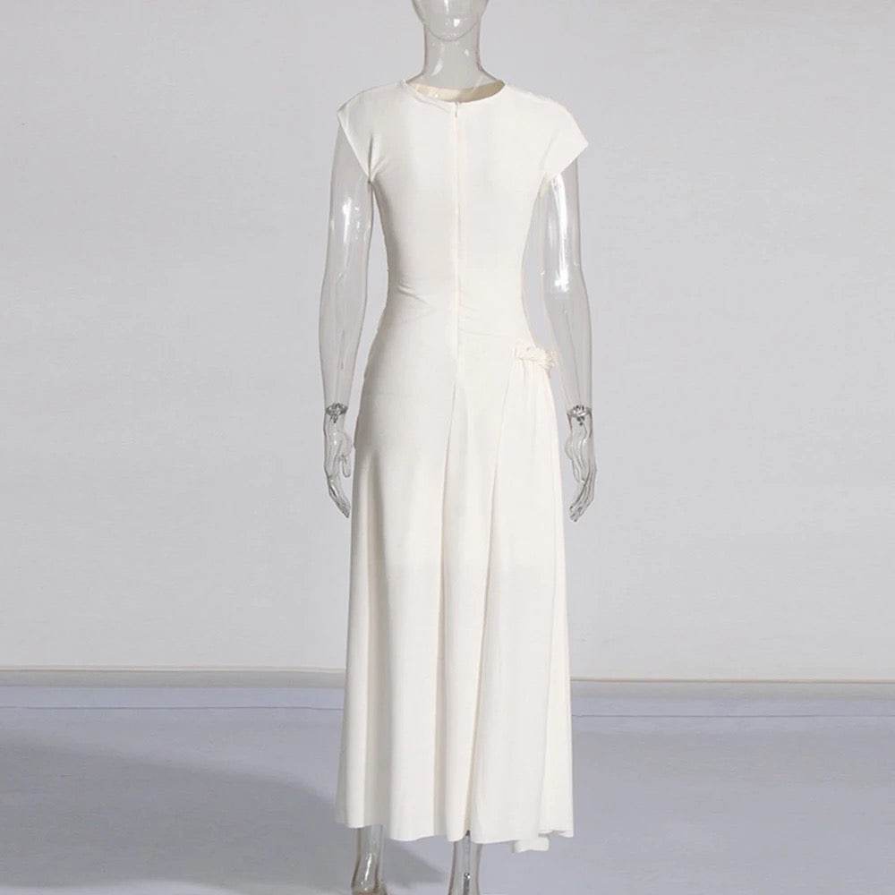 Round Neck Knitted Drop Tight Maxi Dress - REBECATHELABEL