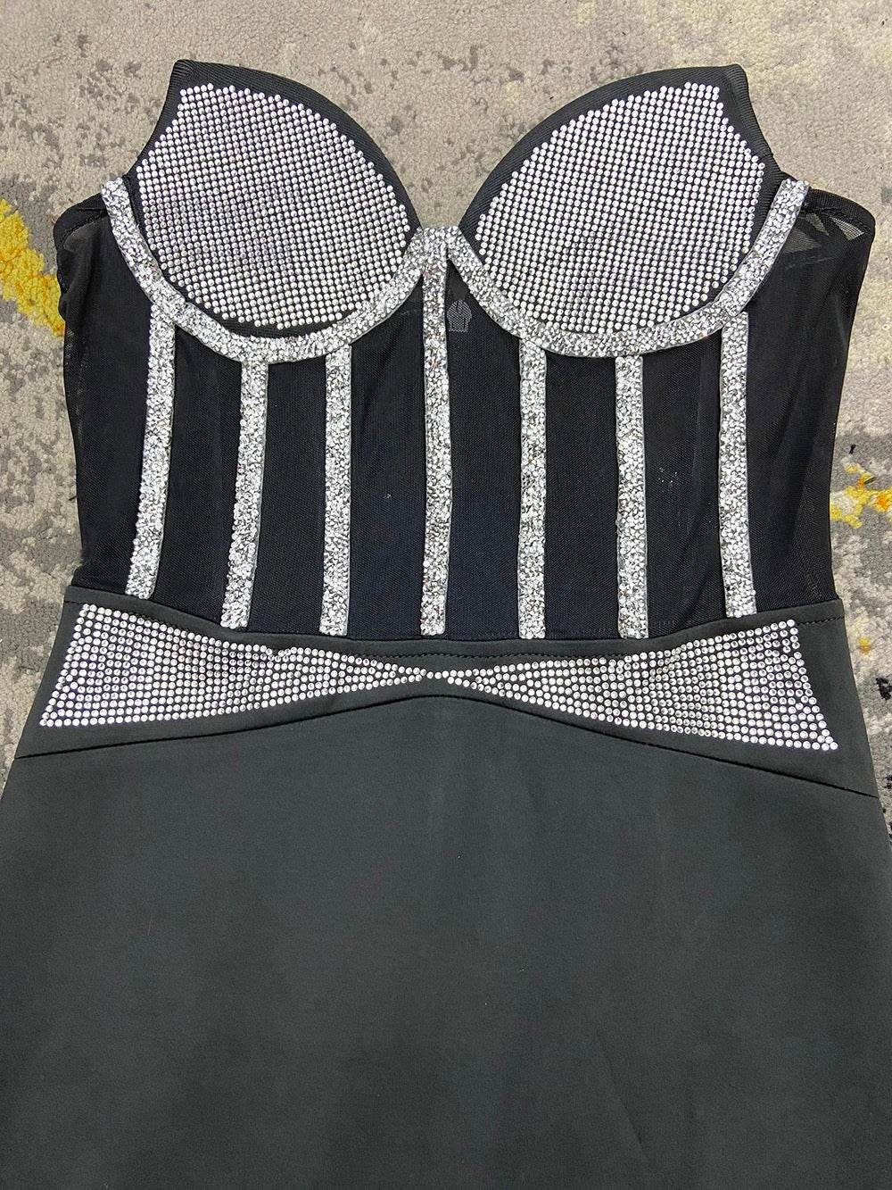 Strapless Sparkling Diamond Mermaid Long dress - REBECATHELABEL