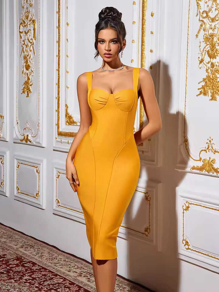 Solid Spaghetti Strap Backless dress