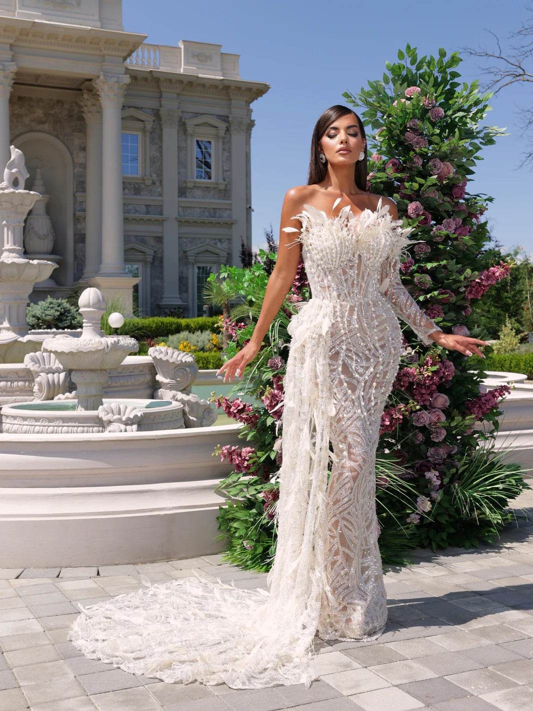 Lala feather maxi dress - REBECATHELABEL