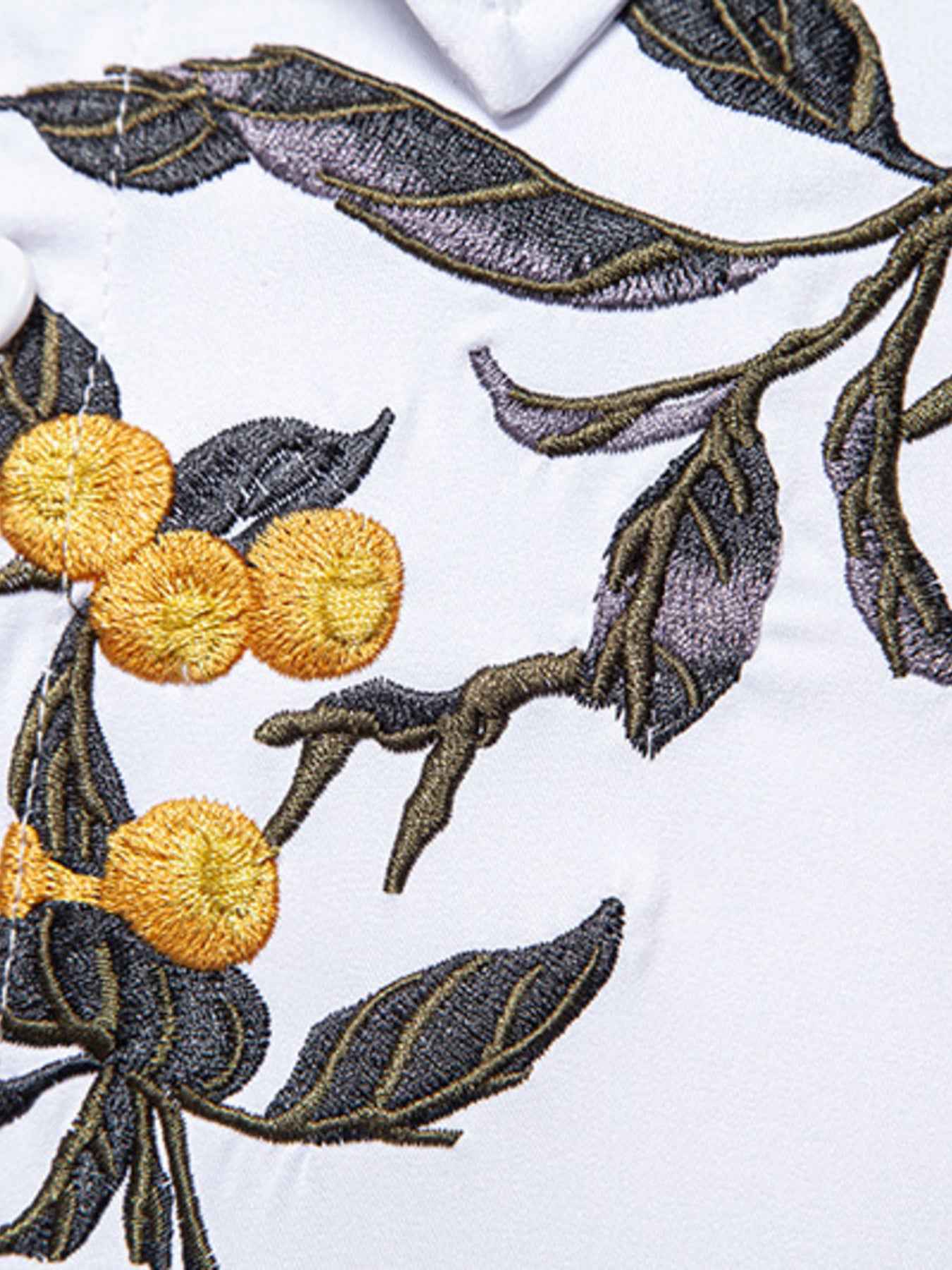 Men's Embroidered Floral Long Sleeve Shirt