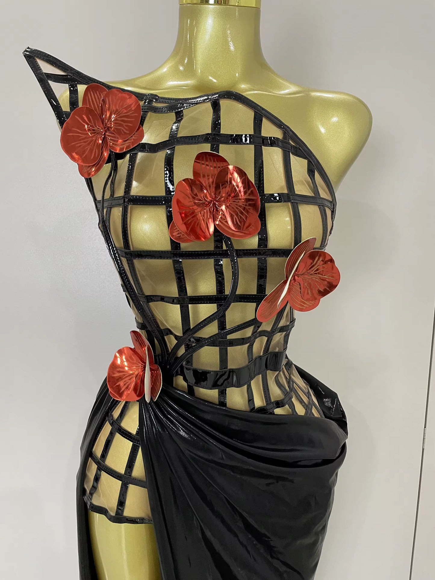 Mesh See Through Top Skirt Gloves Set