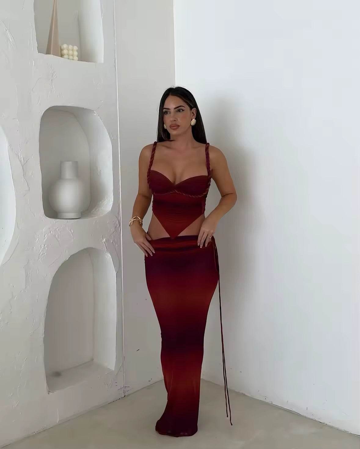 Push Up Backless Swimsuit Gradient Cover-ups - REBECATHELABEL