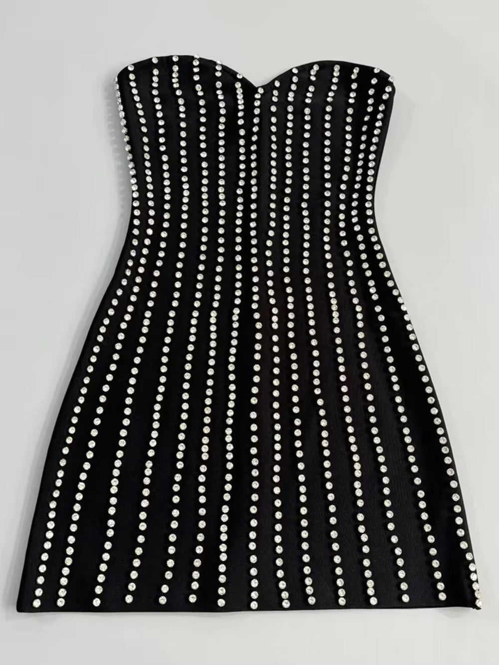 Black Diamond Strapless Bodycon Sleeveless Bandage Mini Dress