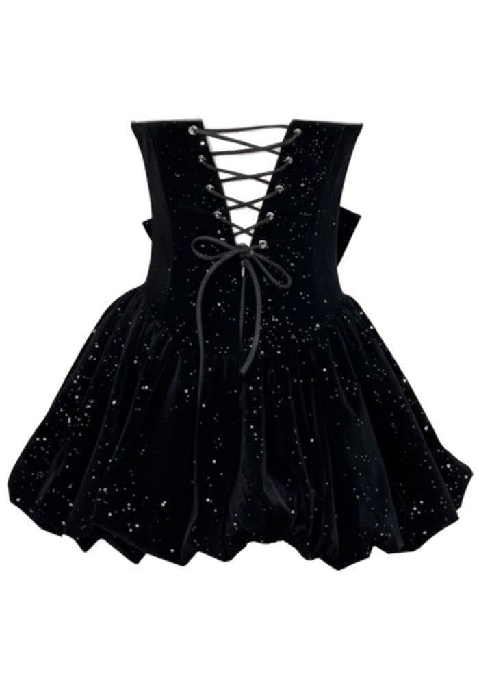 Strapless Sparkly Corset Bubble Velvet Dress
