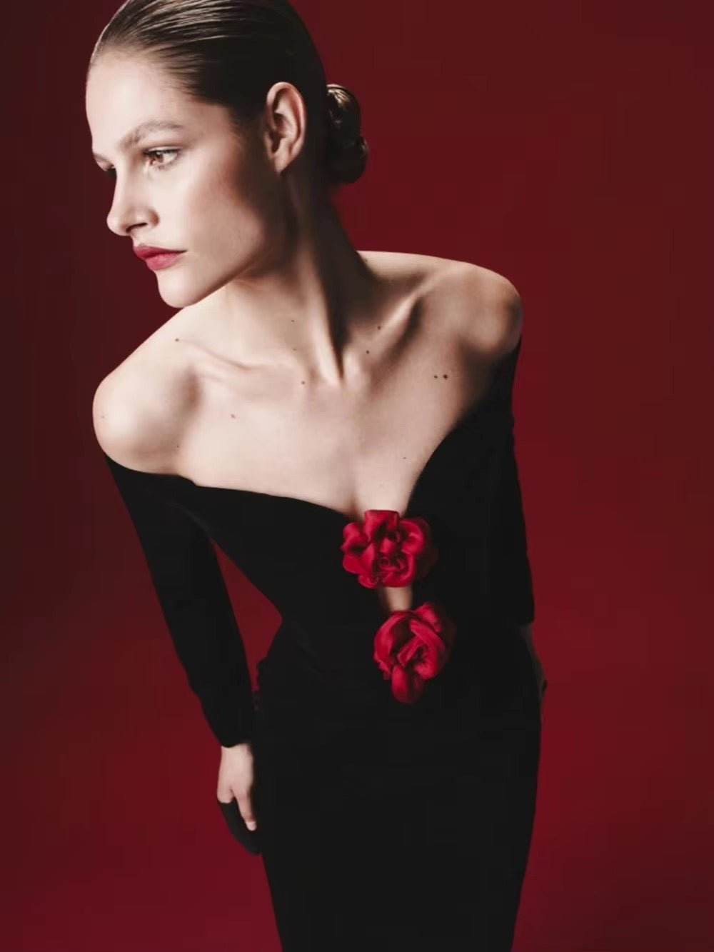 3D Flowers velvet Maxi Dress - REBECATHELABEL