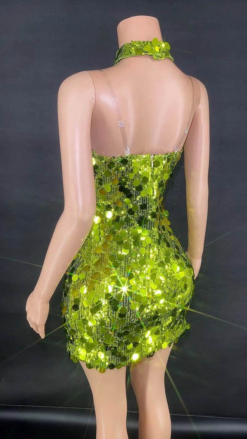 V Neck Cutout Sequin Dress - REBECATHELABEL