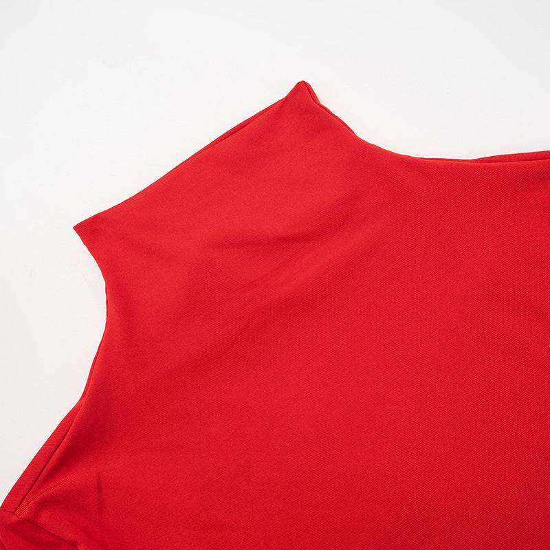 Turtleneck Bell Sleeve Cropped Top High Waist Trousers Set - REBECATHELABEL