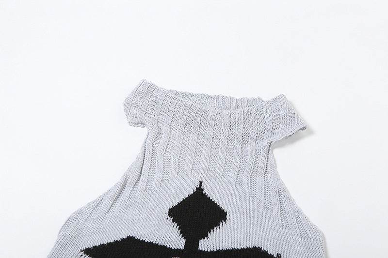 Knitted Ripped Halter Backless Slim Casual Skirt Set - REBECATHELABEL