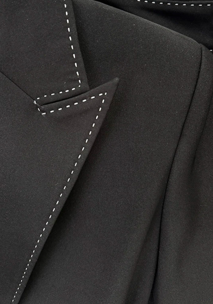 Topstitch Detail Suit Black