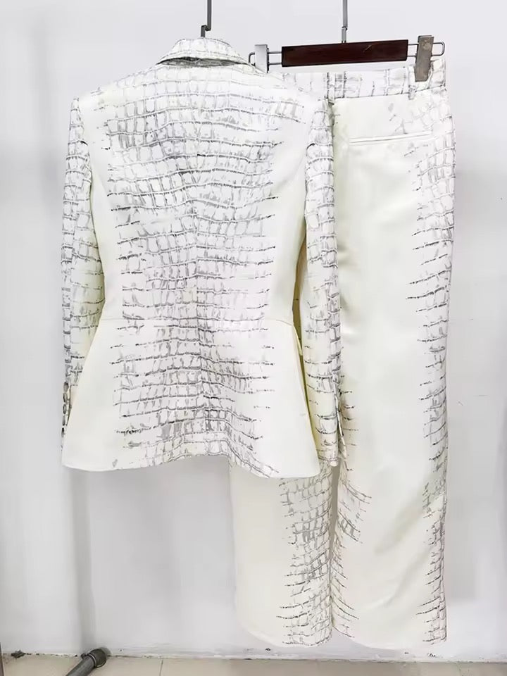 Crocodile Skin Print Suit Set