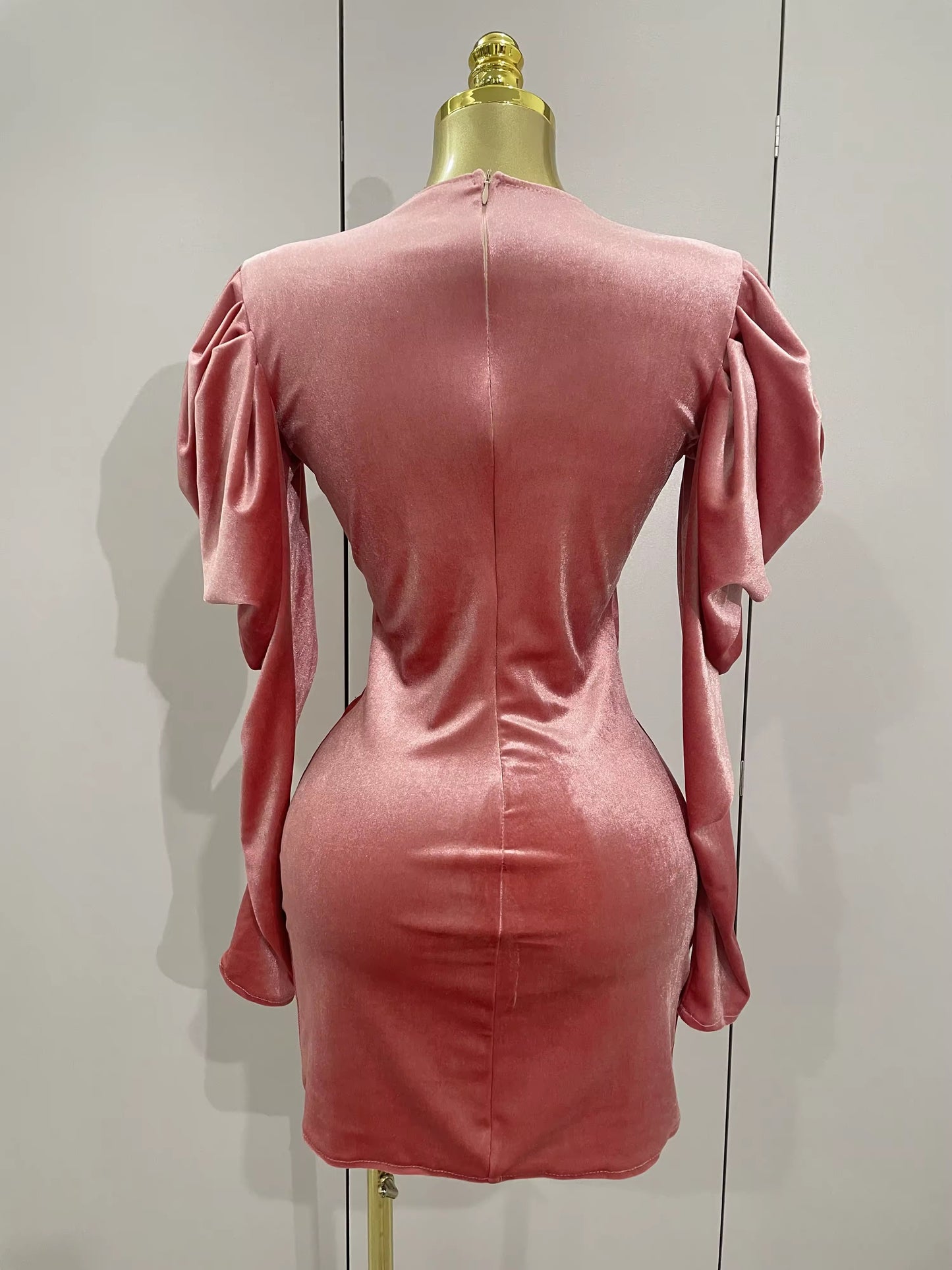 Sparkly Crystals Sexy Mesh Black Velvet Short Dress