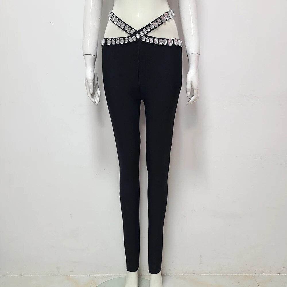 Short Top, Pencil Pants 2-piece Set, - REBECATHELABEL