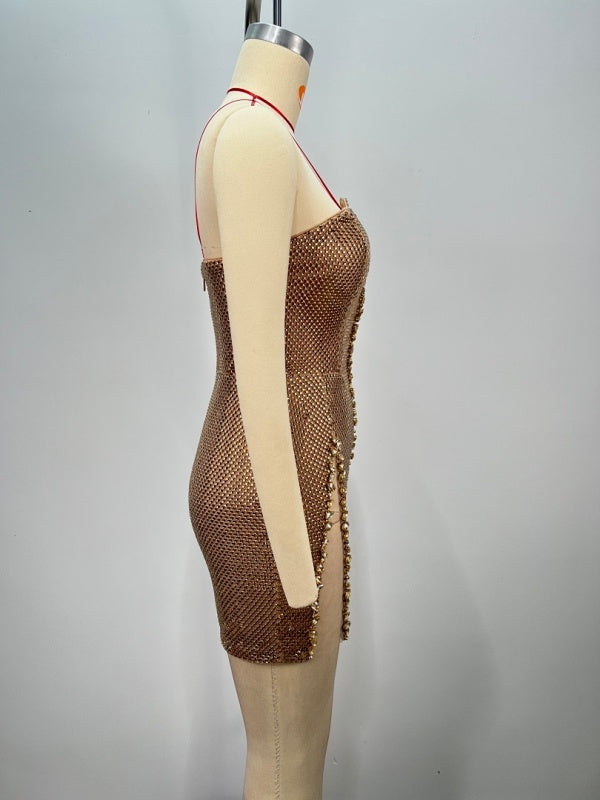 Sparkly Beaded Crystal Evening Dress