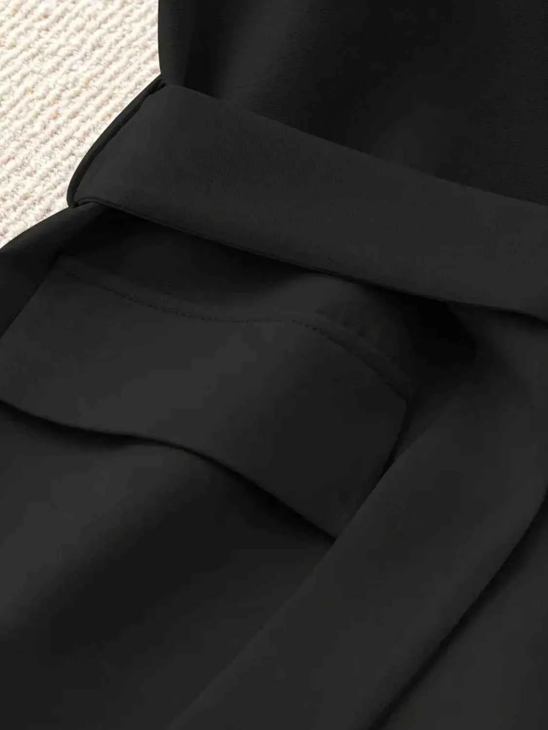 Tie Waist Lapel Collar Sleeveless Blazer