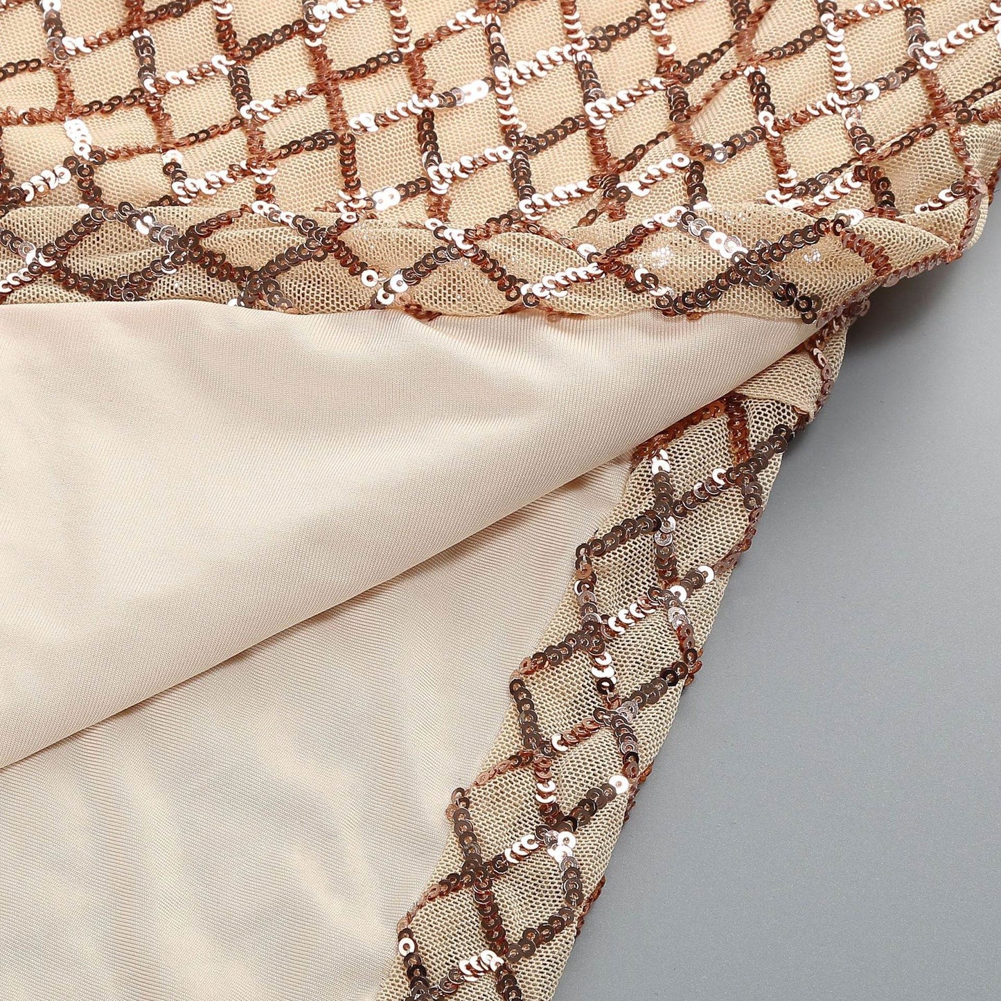 Gold Strapless Bright Mesh Nettwork Split Maxi Long dress - REBECATHELABEL