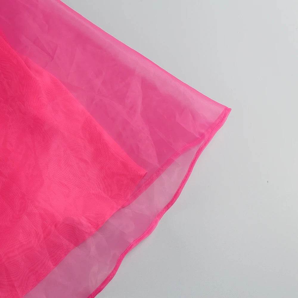 Rose Red Sexy Hanging Neck with Open Back Ruffle Edge dress - REBECATHELABEL