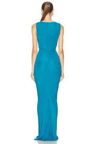 Deep V-neck Hollow Slim Pleated Navel Dress