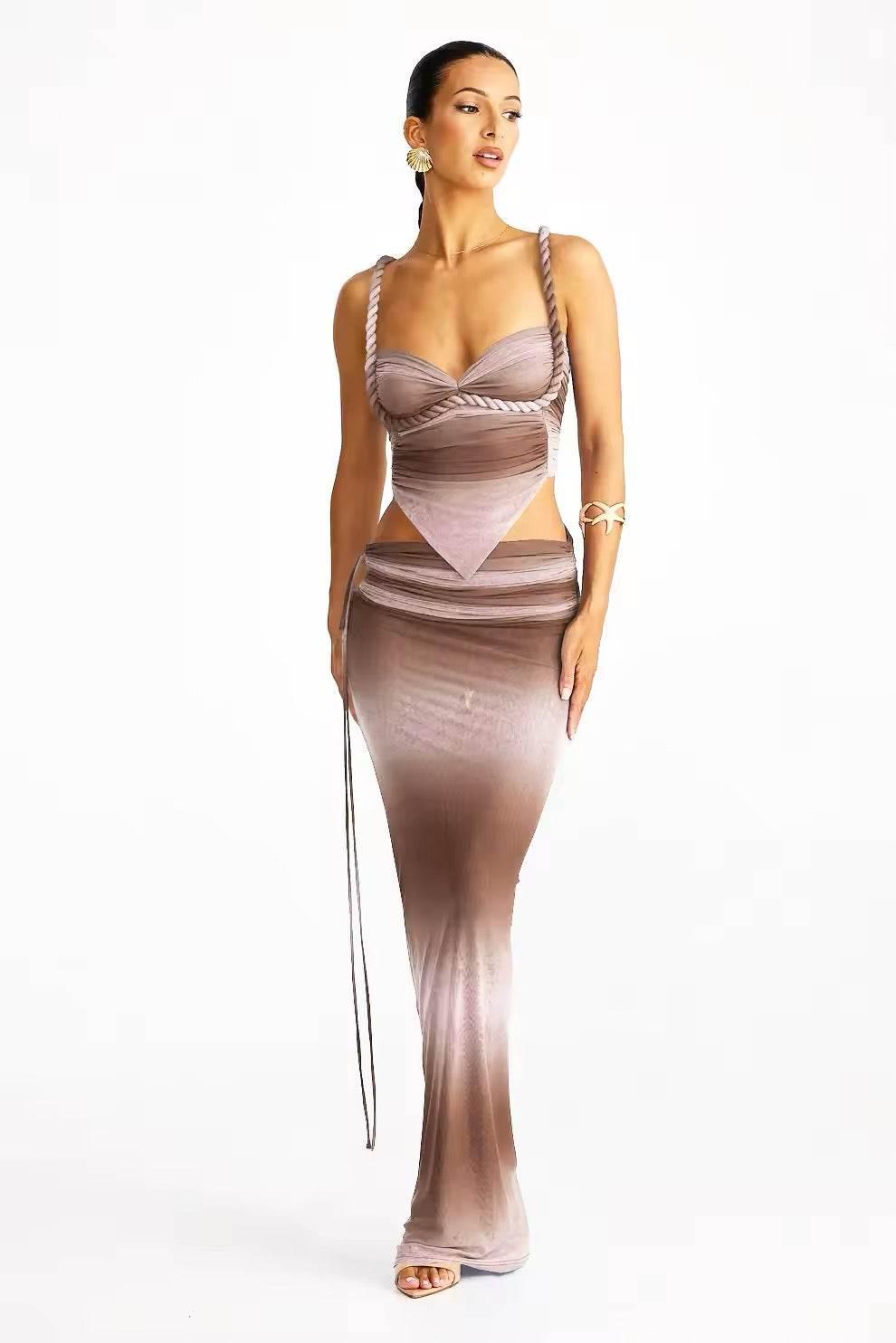 Push Up Backless Swimsuit Gradient Cover-ups - REBECATHELABEL