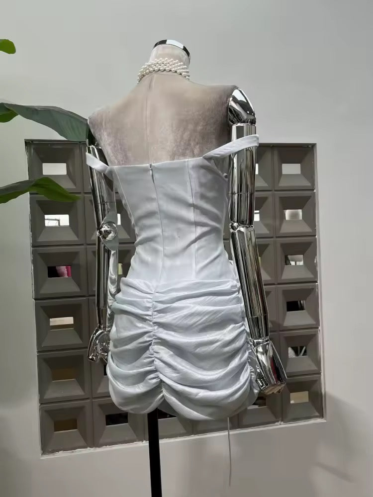 Sleeveless Off The Shoulder Floral Design Mini Dress