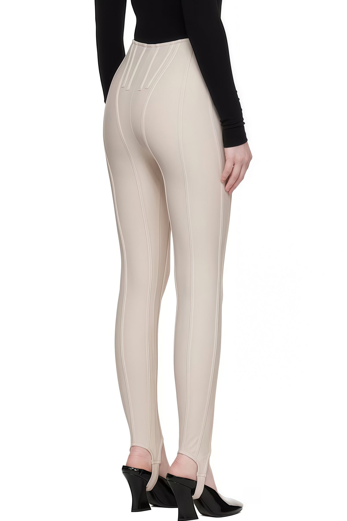 Neutral Decorative Stitching Leggings