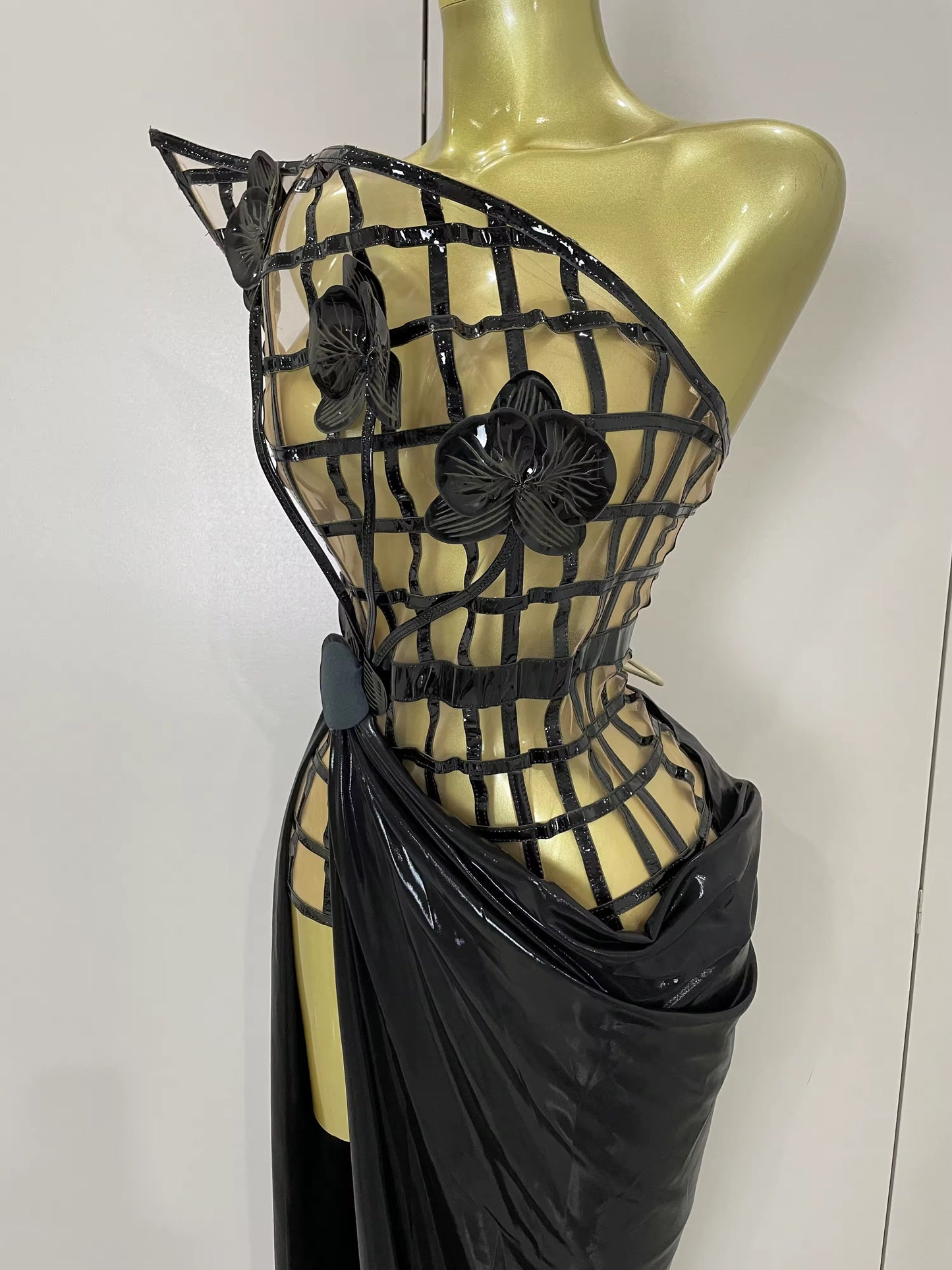 Mesh See Through Top Skirt Gloves Set