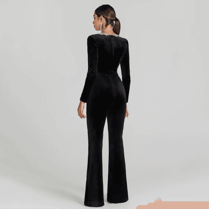 Square Neck Diamond High Waist Wide Leg jumpsuit - REBECATHELABEL
