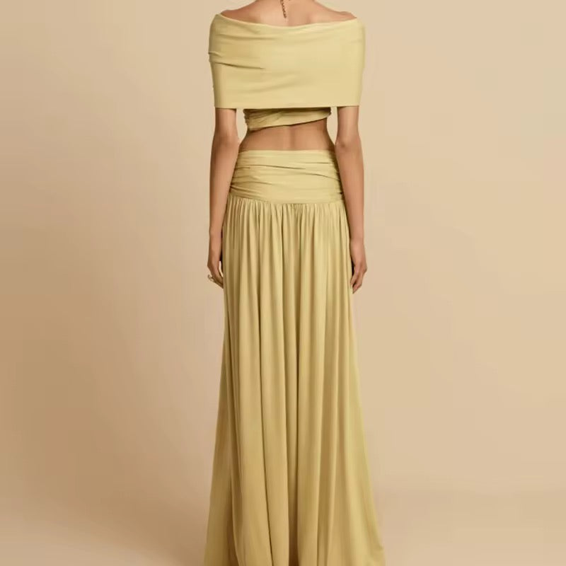Off Shoulder Sleeveless Long Skirt Set