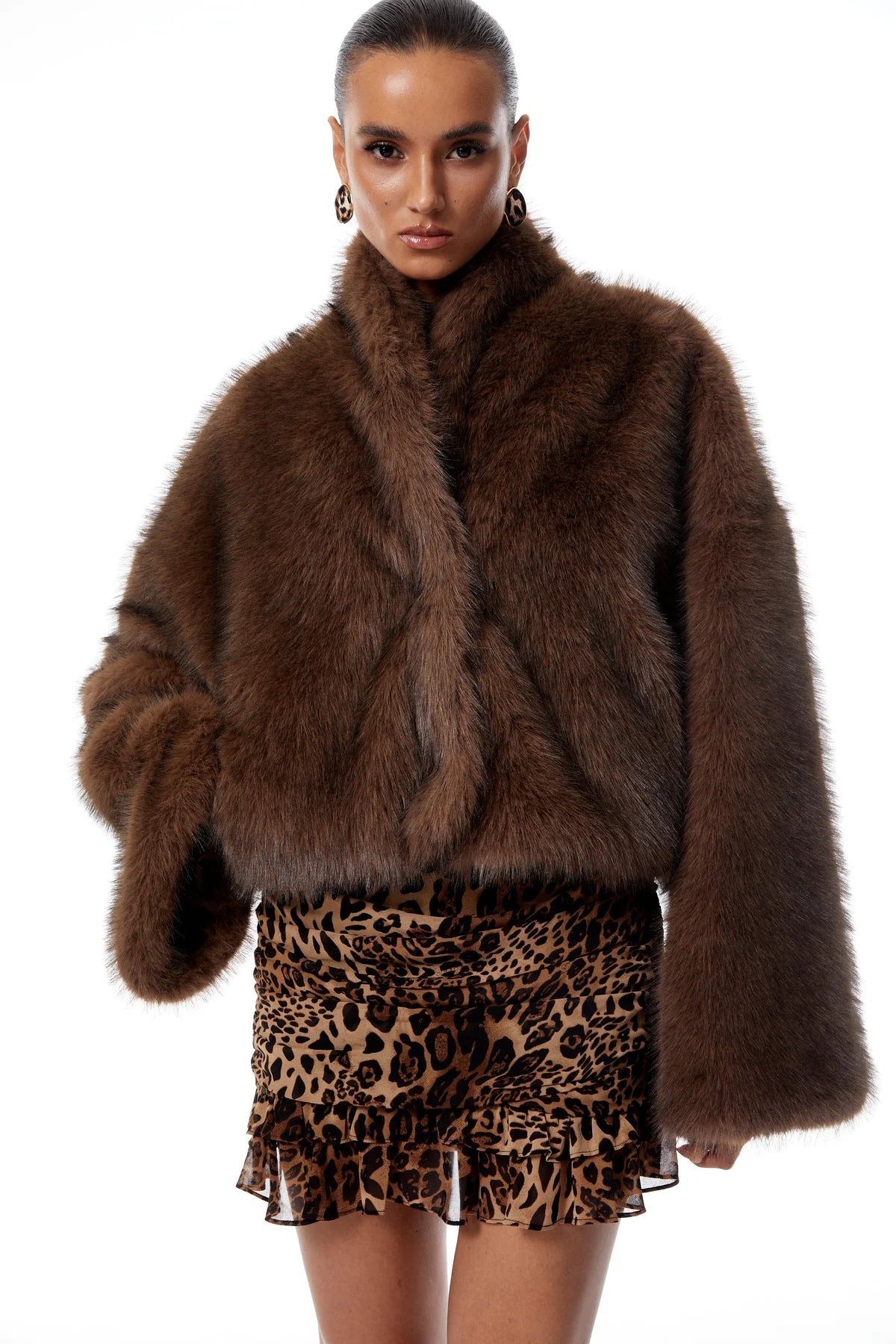 Brown Faux-Fur Short Coat