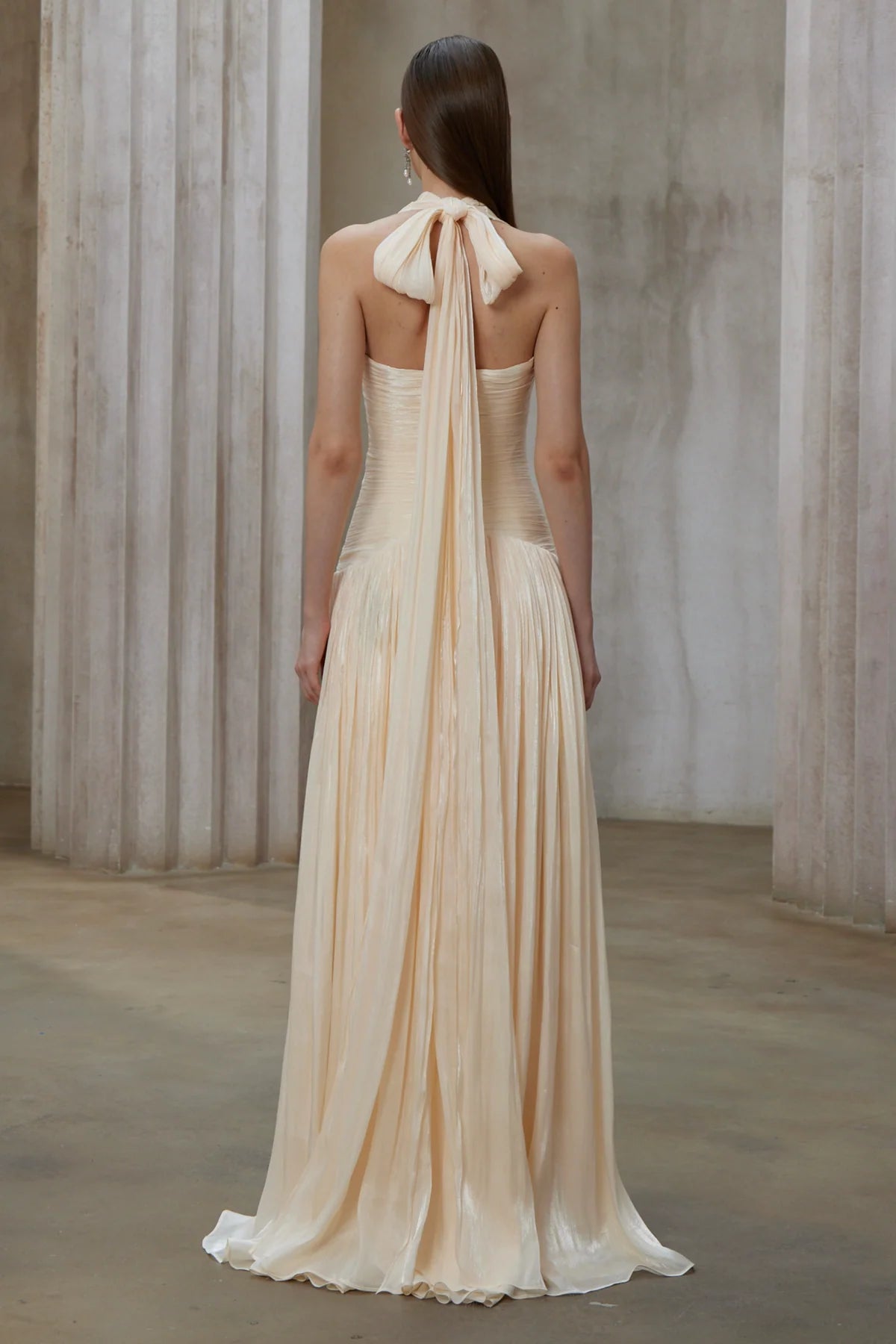 Neutral Gathered Maxi Dress