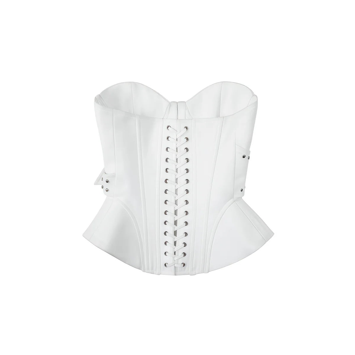 White Studded Belted Corset Top