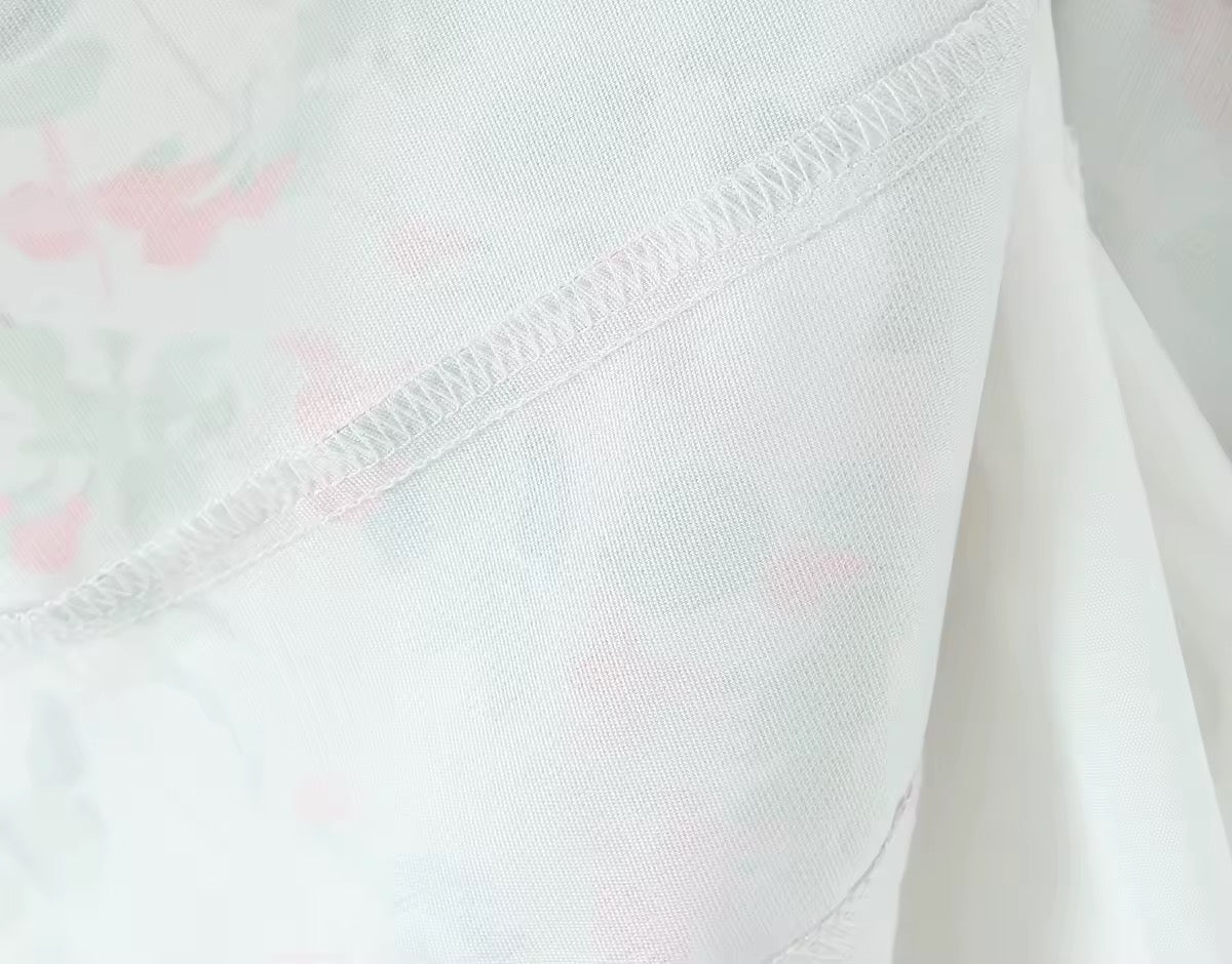 Floral Leaves Print Pleated Ruched Halter Dress