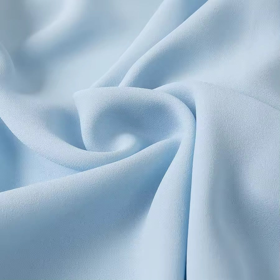 Ruffle Mini Dress Chiffon Loose High Neck Trumpet Sleeve Blue Dress