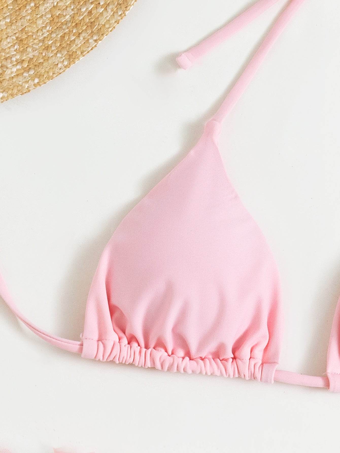 Three-Piece Suit Sexy Bikini Halter Lace-up Floral Skirt - REBECATHELABEL