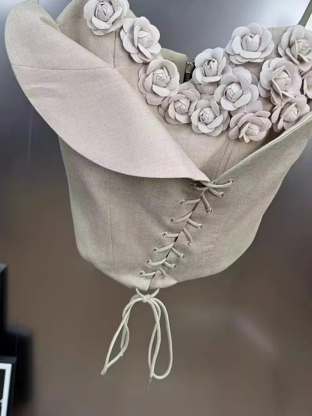 3D Flowers Spliced Appliques Slim Vests Top