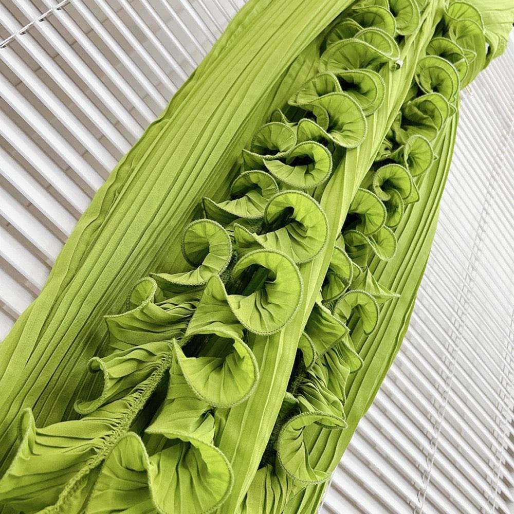 V-neck Sleeveless Maxi Chiffon Ruffled Vacation Dress - REBECATHELABEL