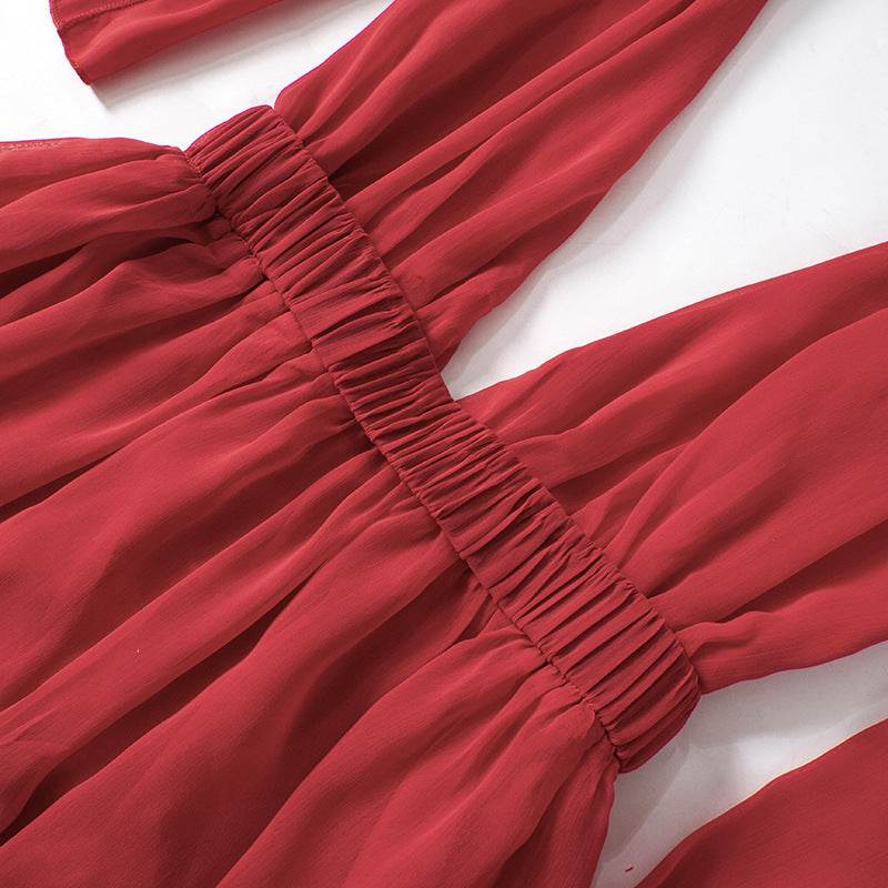 Low Cut Deep V Plunge Bare Back Tied Dress - REBECATHELABEL