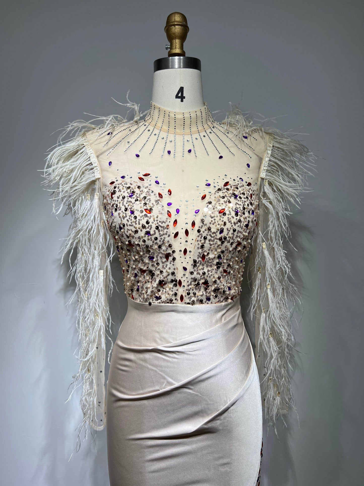 Ava feather floor length dress - REBECATHELABEL