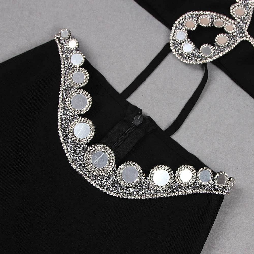 Black Sequin Diamond Sexy dress set - REBECATHELABEL