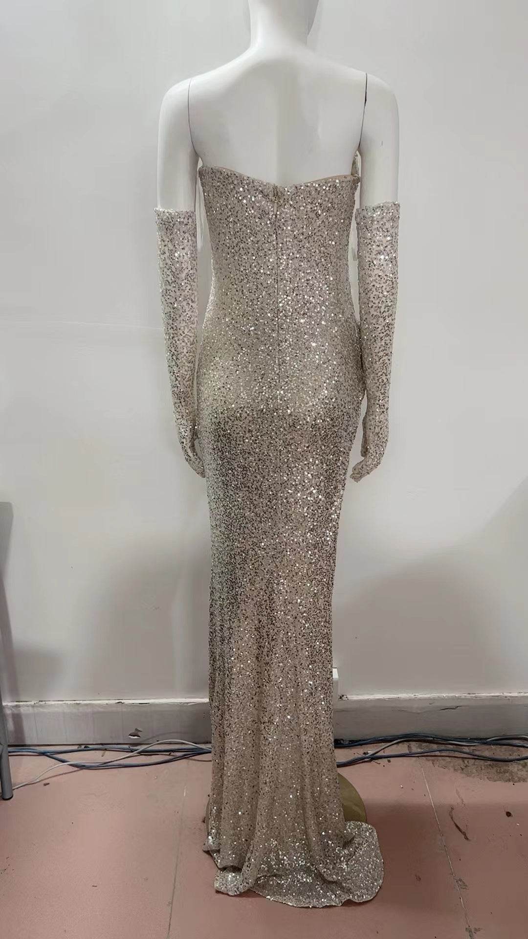 Bre sequin glove floor length dress - REBECATHELABEL