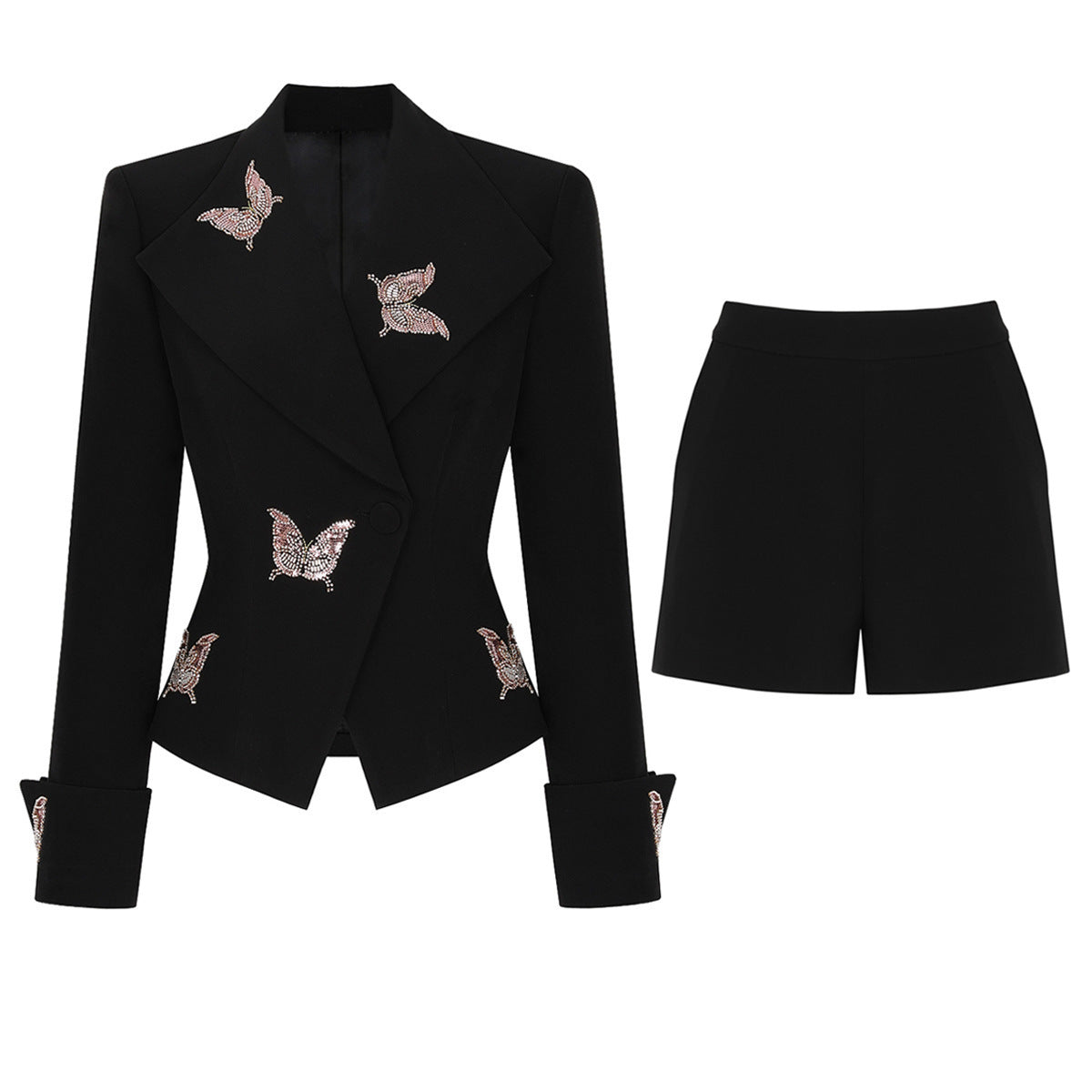 Beading Sequined Butterfly Pattern short jacket set