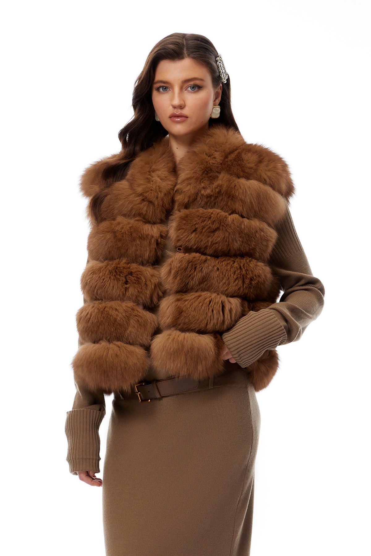 Brown Layered Fur Gilet